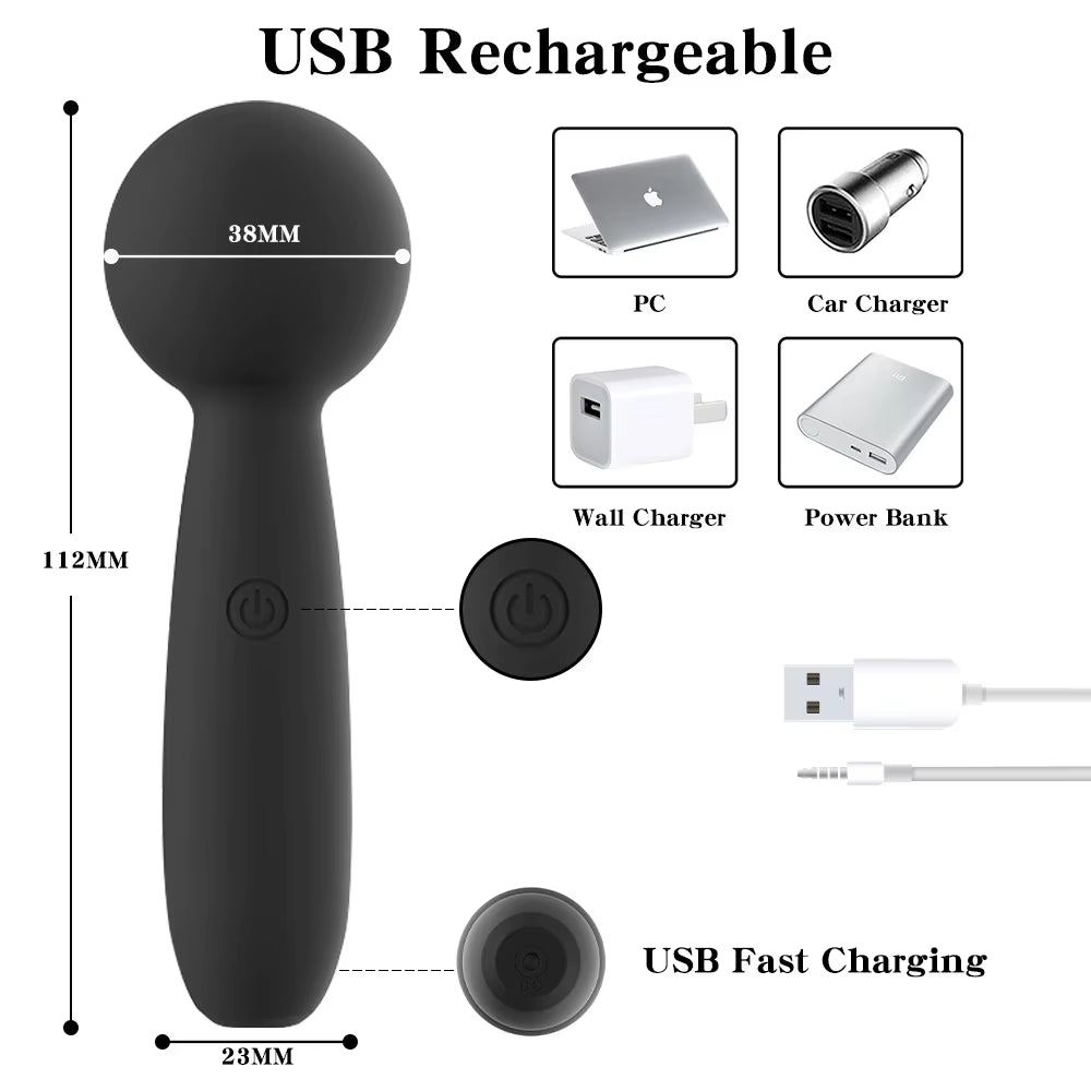 Seskfun 10-Frequency Mini Vibrator Microphone Sex Toys Clitoris Stimulation for Men and Women Rechargeable Wand Massager