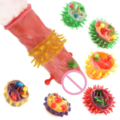 Sex Toys Penis Extension Cock Ring Sleeves Fun Natural Rubber Latex Condoms Flower-Like Spike Condom for Man