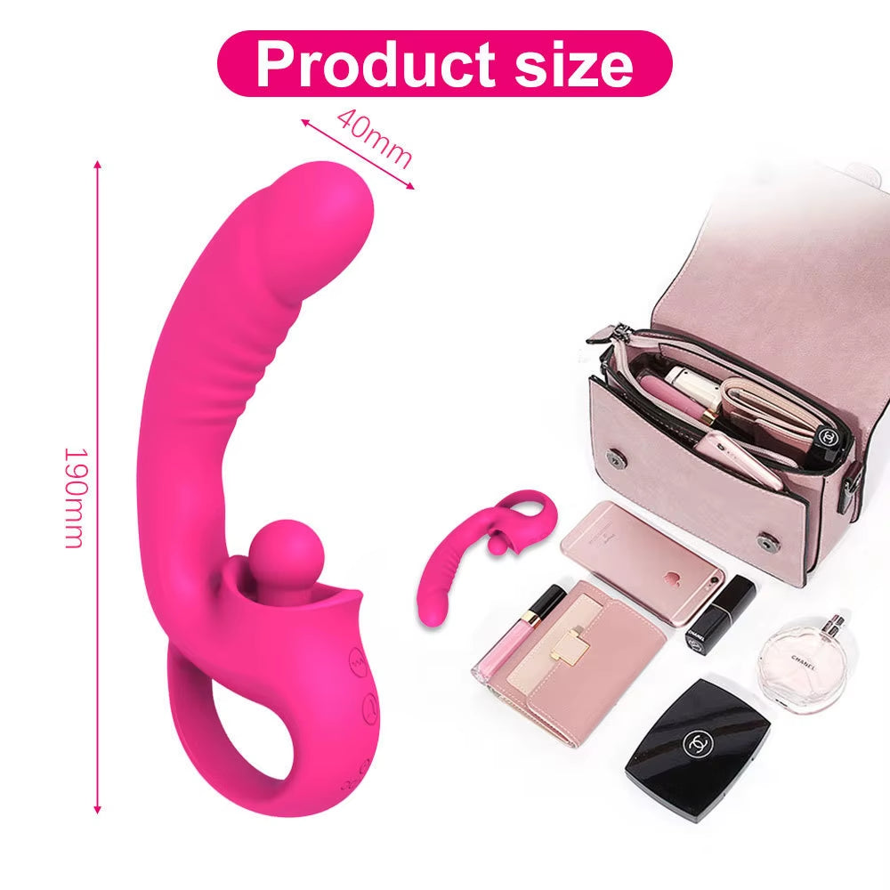 10 Frequency Dual Motor Vibration Clitoral Stimulation Tongue Licking Vibrator for Women Masturbator - Sex Toy