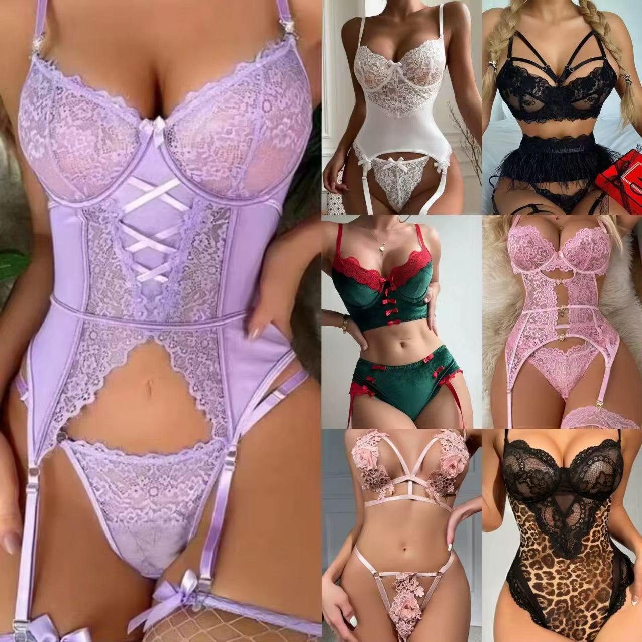 Wholesale 2 Pieces Lingerie Set Lace Sexy Erotic Vendors Underwear Panties Women Sexy Lingerie Sexy Femme Stock Clothing