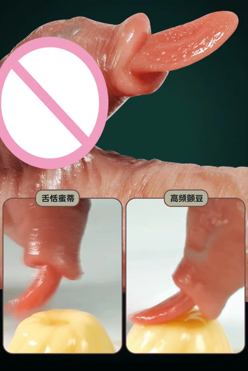 Rechargeable Vibrator Dildo 7 Modes Vibrating Telescopic Remote Control Heating Realistic Dildo with Licking Tongue for Women
