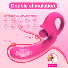 10 Frequency Dual Motor Vibration Clitoral Stimulation Tongue Licking Vibrator for Women Masturbator - Sex Toy