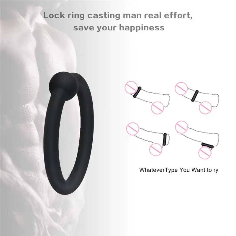 Silicone Black Stretchy Sex Ring Man Erection Long Lasting Penis Ejaculation Delay Beaded Cock Ring