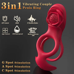 Resonance Rose Flower Adult Silicone Sex Ring Men Locking Ring Vibrating Device for Delay Ejaculation