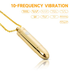 Golden Bullet Vibrator with String Dildo Face Massager Necklace Packaging Gift Mini Secret Sex Toy for Lady Luxury 