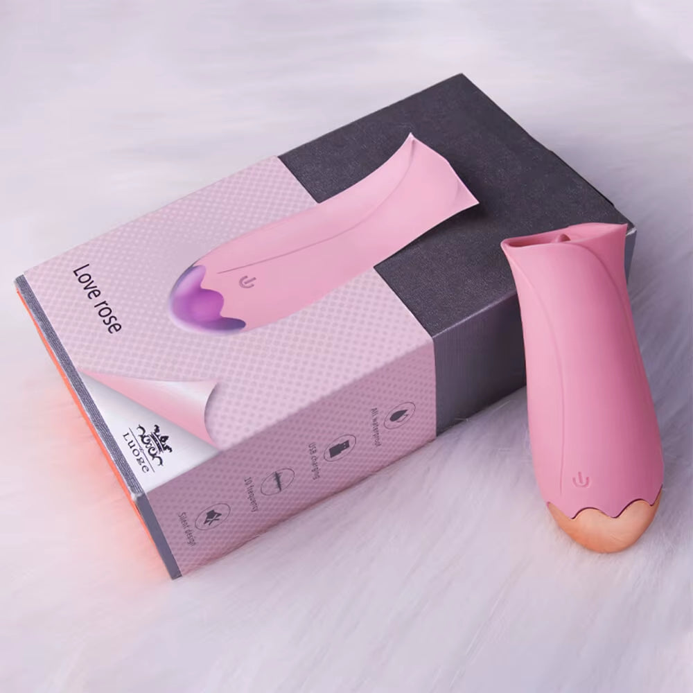 Women Massage Private Silicone Clitoral Tongue Pink Flower Vibrator 