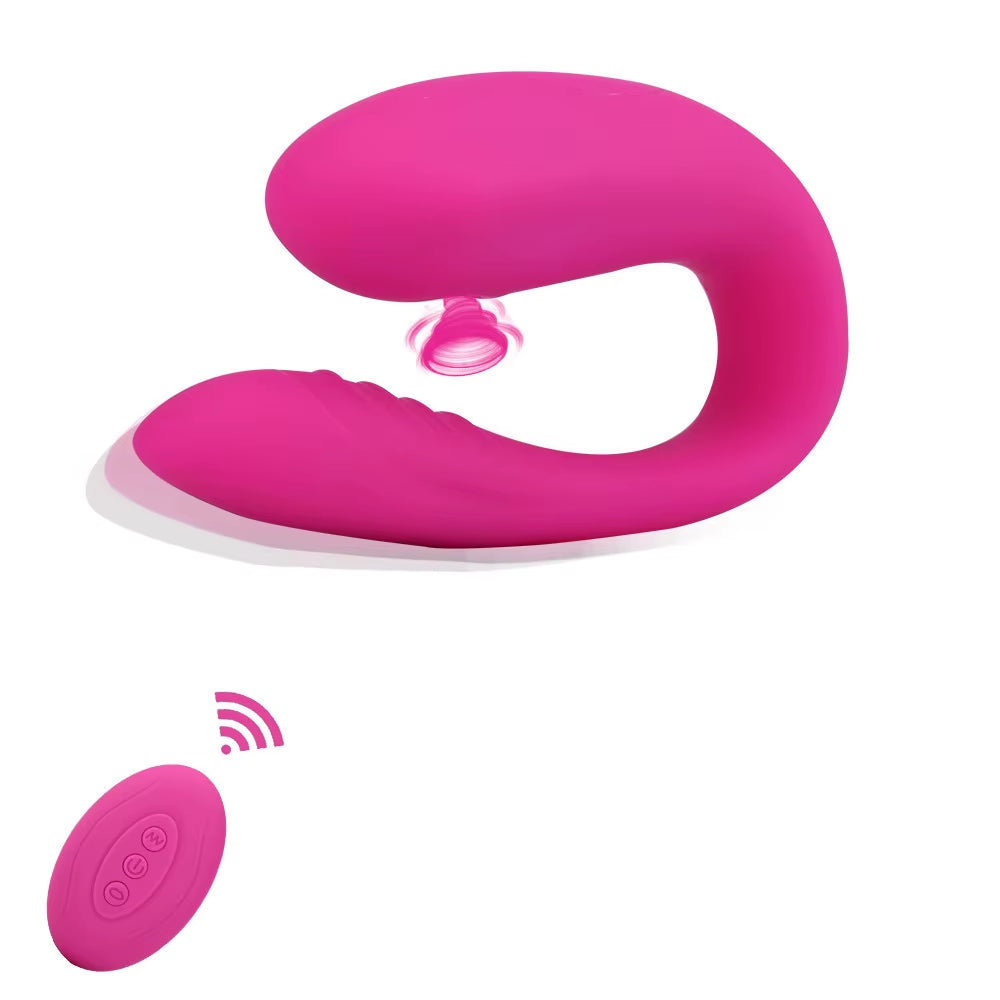 Usb Chargeable Wireless Remote Control Clitoral Sucking Wearable Double Pleasure Vibrator U Shape Couple Sex Toys for Female