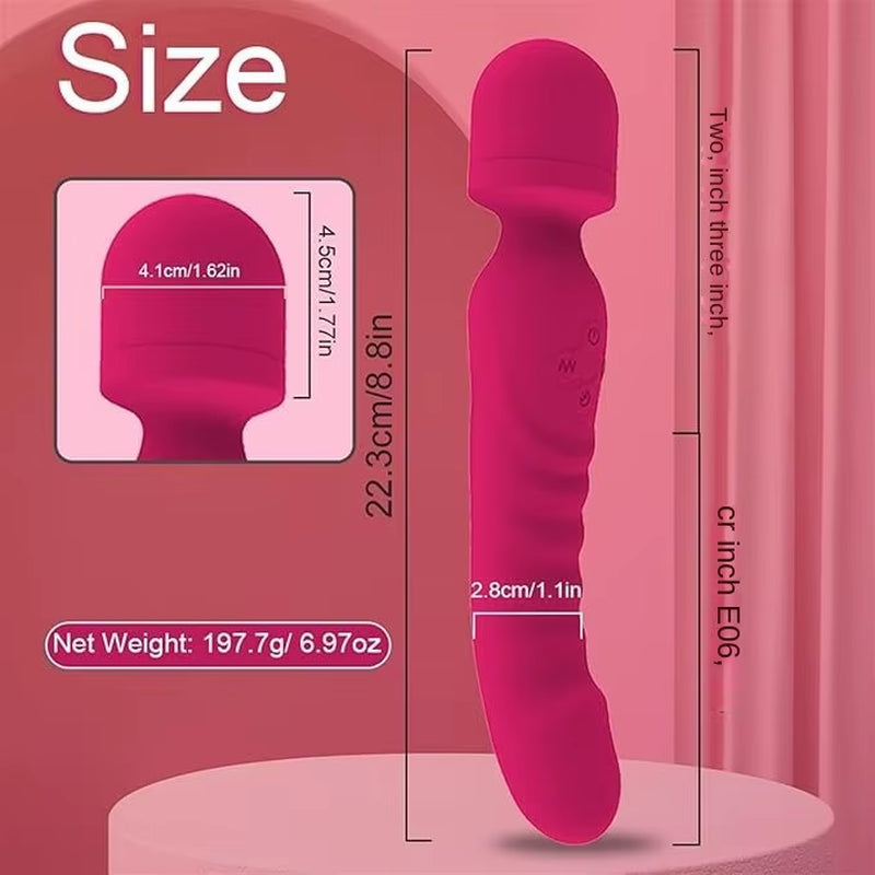 Heating Personal Body Wand Massager Dual Motor Stimulation Rechargeable Electric Silicone Hand Held G Spot Vibrator for Women