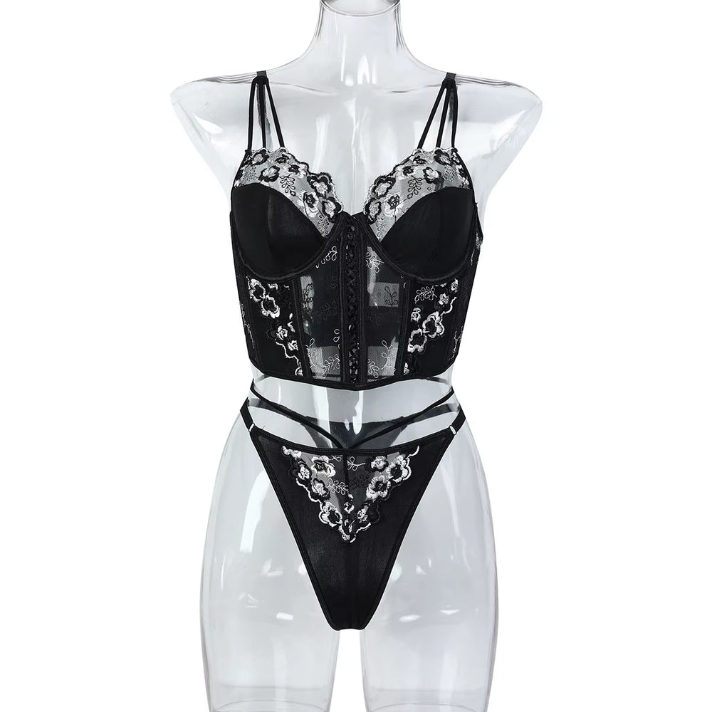 2025 Premium Floral Embroidery High-Quality Women's Lingerie Set