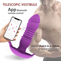 Wearable Telescopic Anal Dildo Massager Prostate Thruster Vibrator with App Remote Vibrating Butt Plug for Men and Women