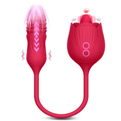 Rose Vibrator for Women and Dildo Rose Licking Dildo Thrusting Nipple Clitoral Vibrating Egg Tongue Lick Clitoris Sucker Sex Toy