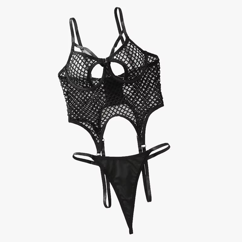 Fishnet Erotic Lingerie Ultra Sexy Crotchless Daring Erotic Costume Mesh Transparent Bra Outfits Cosplay Lingerie