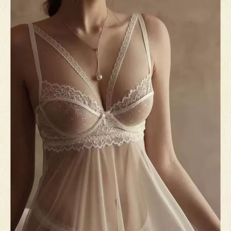 Wholesale Young Girls Transparent Mesh Skirt Lingerie Sexy Stretch See through Intimate Sleepwear for Female