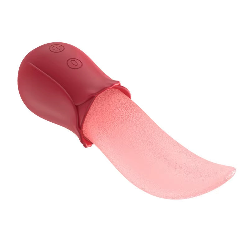 Mini Hot Rose Vibrator Realistic Tongue Licking Vibrator Adult Sex Toy for Women Clitoris Nipple Massager 
