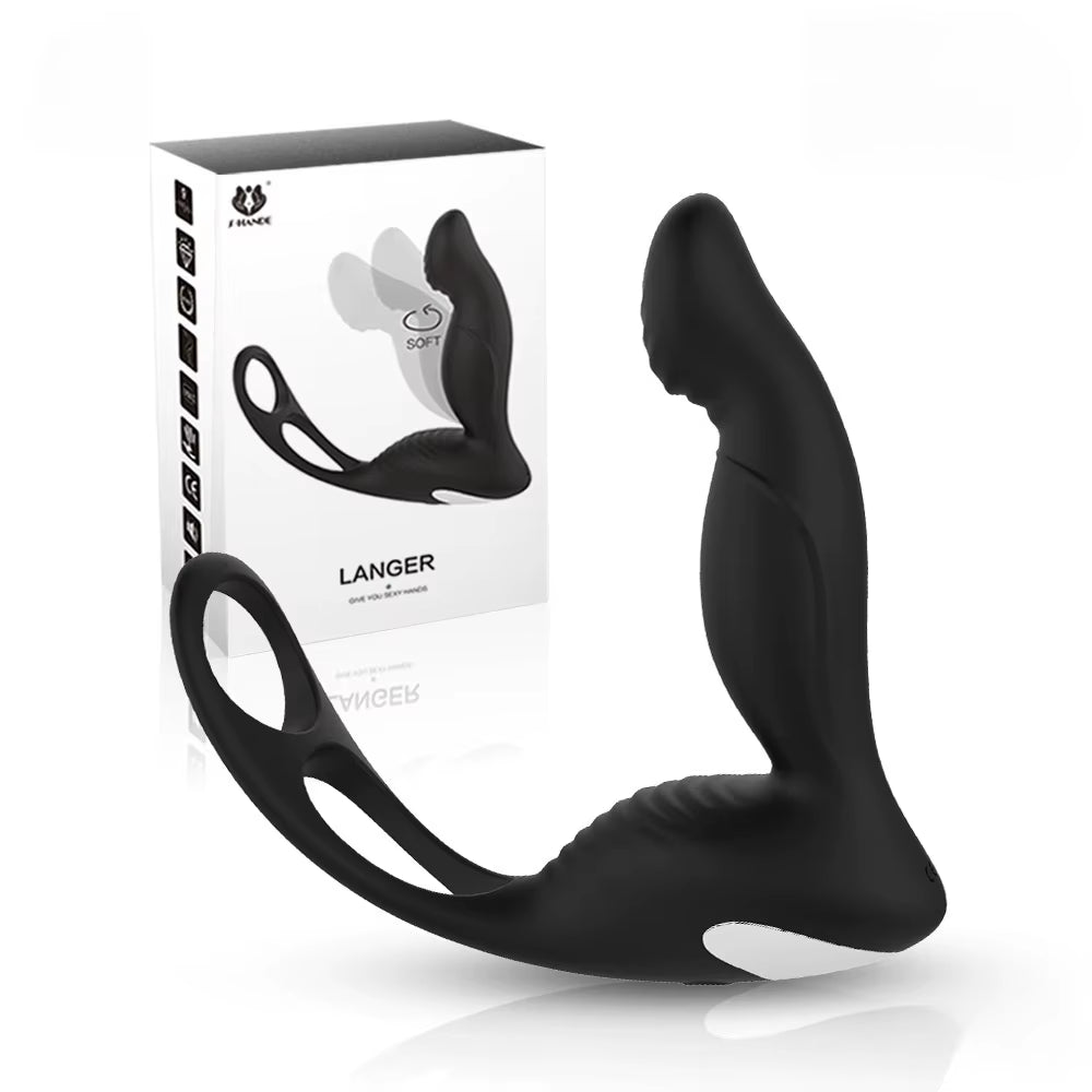 Silicone Prostate Stimulator with Ring Plug 9 Vibration Modes and Remote Control Vibrators for Massages