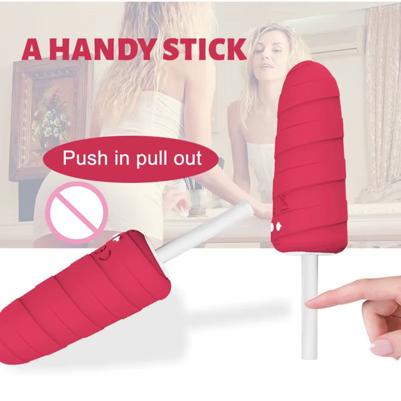 Thread round Head Rotating 10 Vibration Flirting Massage G Spot Mini Wand Vibrator Ice Cream Sex Adult Toys Female Masturbator