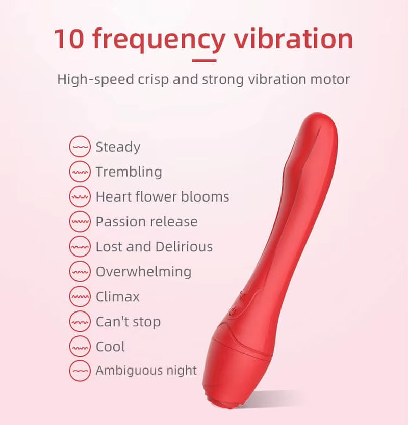 Heating Soft Rose Flower Stick Dildo Sexual Toys Juguete Del Sexo Clit G Spot Vaginal Stimulation Wand Vibrator