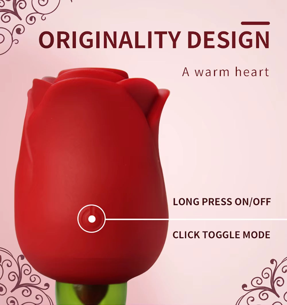2021 Hot Sales Yellow Red Black Double Sided Rose Shape Sex Toys Clitoral Tongue Licking Sucking Rose Vibrator for Women