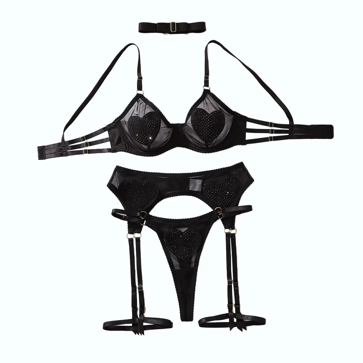 Women'S New Mesh Design Five-Piece Shaping Underwear Sexy Three-Point Lace Decorated Bra Suit Fashionable Style Fabric Pattern