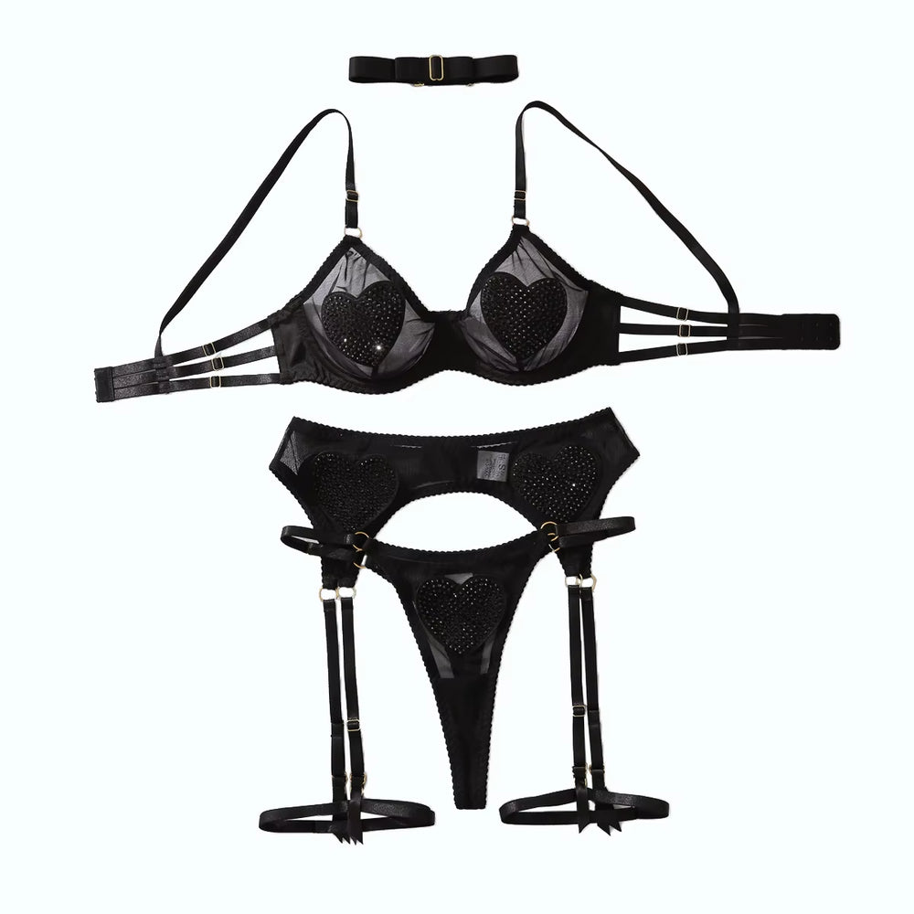 Women'S New Mesh Design Five-Piece Shaping Underwear Sexy Three-Point Lace Decorated Bra Suit Fashionable Style Fabric Pattern