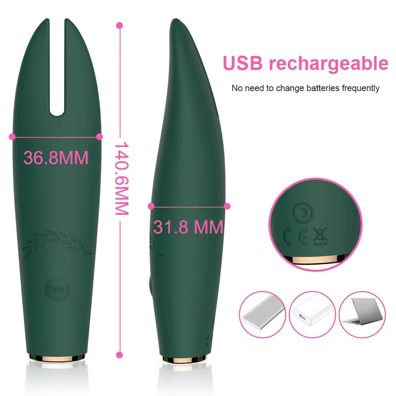 USB Soft Silicone Vibtador Juguete Sexual G Spot Strong Tongue Stimulation Vibrating Nipple Clamps Wand Sex Toy