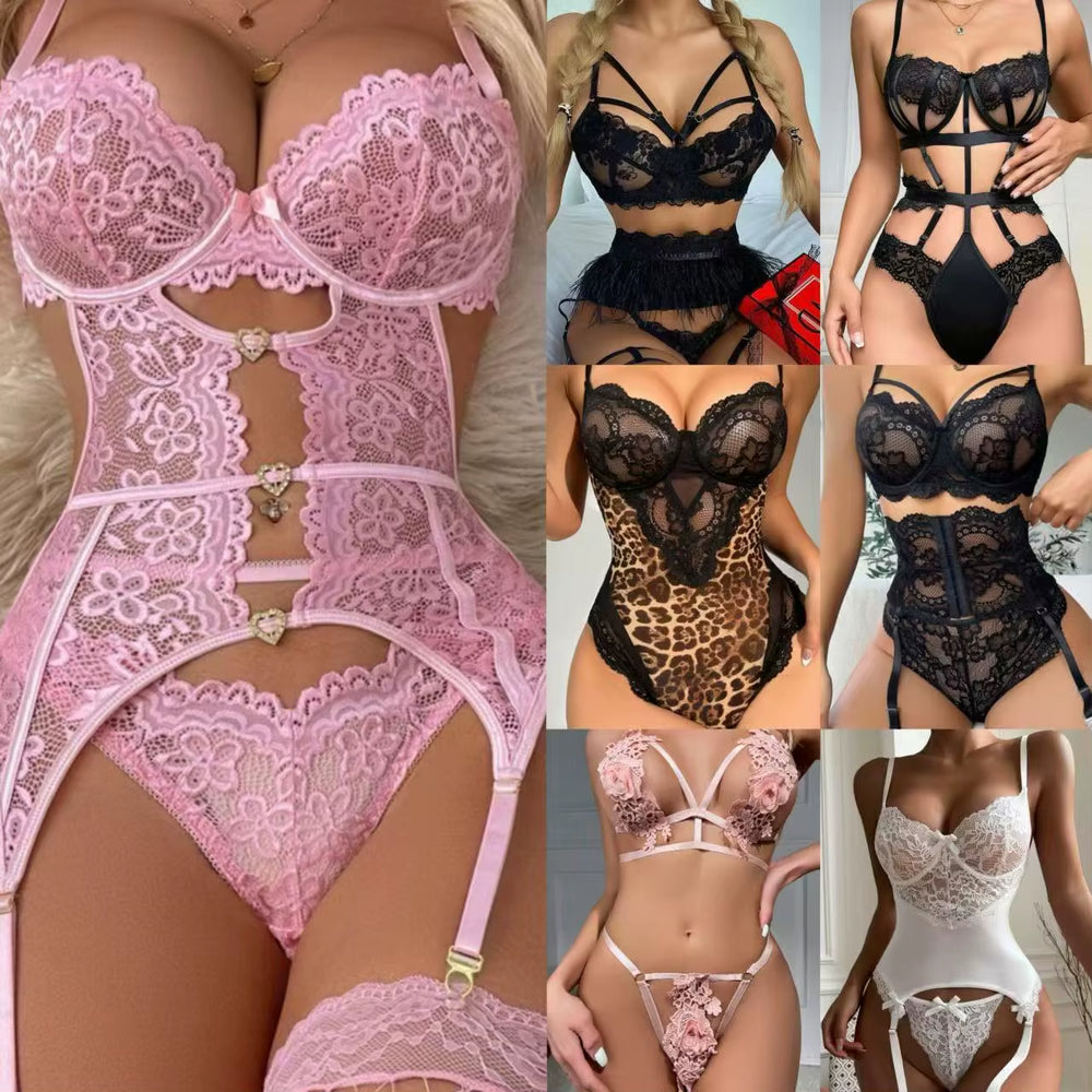 Wholesale 2 Pieces Lingerie Set Lace Sexy Erotic Vendors Underwear Panties Women Sexy Lingerie Sexy Femme Stock Clothing