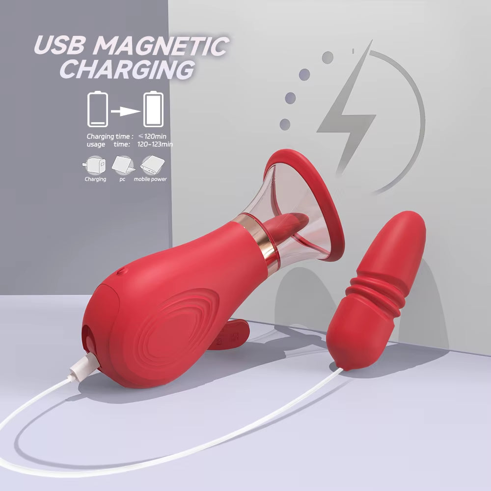 3 in 1 Removable Thrusting Jump Toy Sex Products Girl Vibrator Sex Toys Clitoral Licking Silicon Model of Women