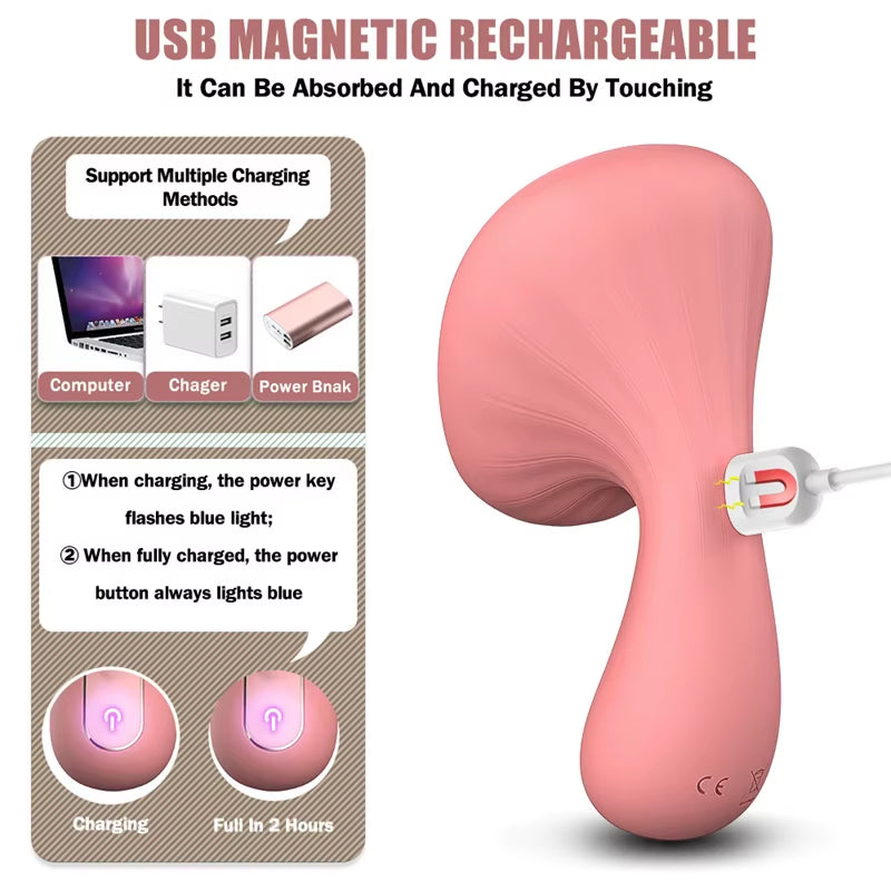 Strong Mushroom Head Dildo Vibrating Adult Sex Toys Breast Massage Clitoris Vibrator