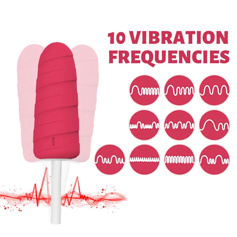 Thread round Head Rotating 10 Vibration Flirting Massage G Spot Mini Wand Vibrator Ice Cream Sex Adult Toys Female Masturbator