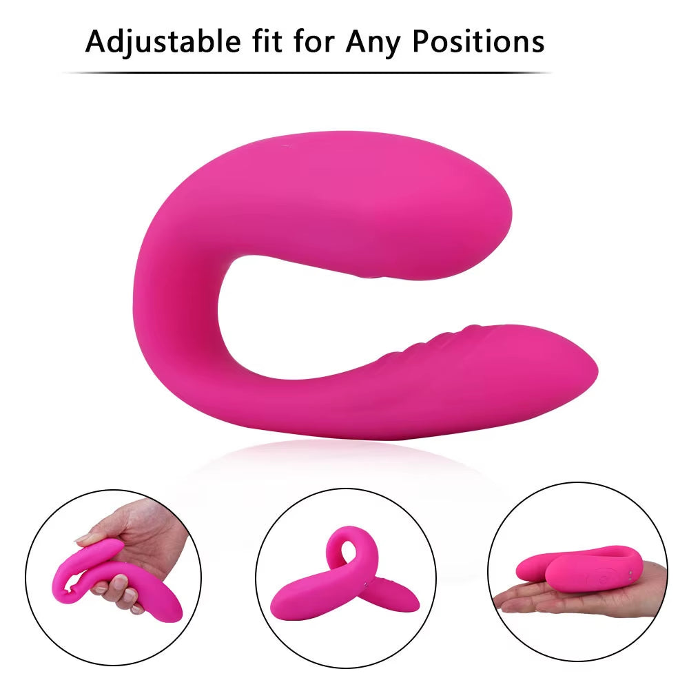 Usb Chargeable Wireless Remote Control Clitoral Sucking Wearable Double Pleasure Vibrator U Shape Couple Sex Toys for Female