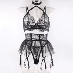 Factory Outlet Mesh Sheer Valentines Lingerie Sexy Embroidered Sexy Skirt Lingerie Women High Quality Ladies Sexy Underwear Sets