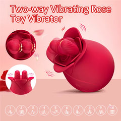 Red Flower Petal Shaped Womens Massage Clitoral Double Tongue Rose Vibrator