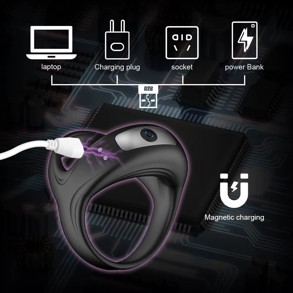 USB Rechargeable Male Silicone Delay Ring Triple Cross Locking Sperm Cock Ring with Soft Feature Newly Designed