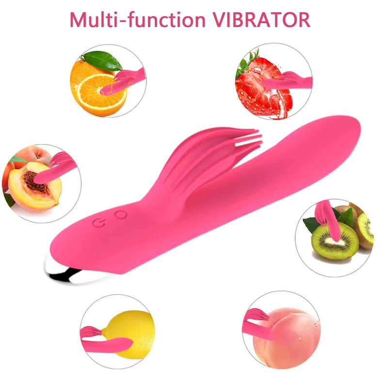 Usb Dual Motor 10 Speed Clitoris Vibrating Octopus Rotating Head Pink Vibrador Massager G-Spot Rabbit Dildo Vibrator for Women