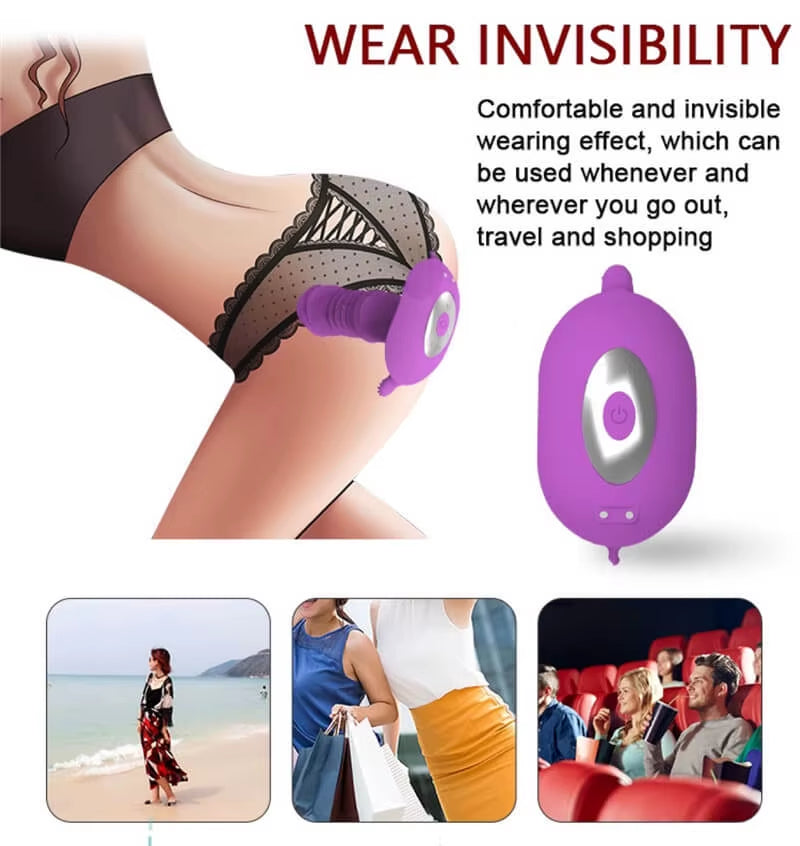 Wearable Telescopic Anal Dildo Massager Prostate Thruster Vibrator with App Remote Vibrating Butt Plug for Men and Women