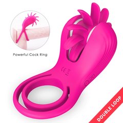 Rotating Vibration Magic Tongue Lock Ring for Couples Sexual Pleasure Clitoral Stimulation