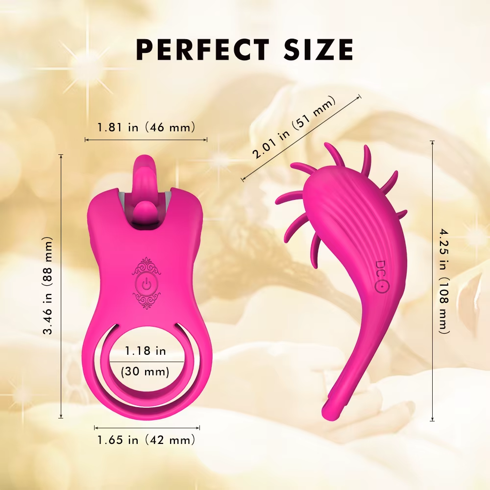 Rotating Vibration Magic Tongue Lock Ring for Couples Sexual Pleasure Clitoral Stimulation