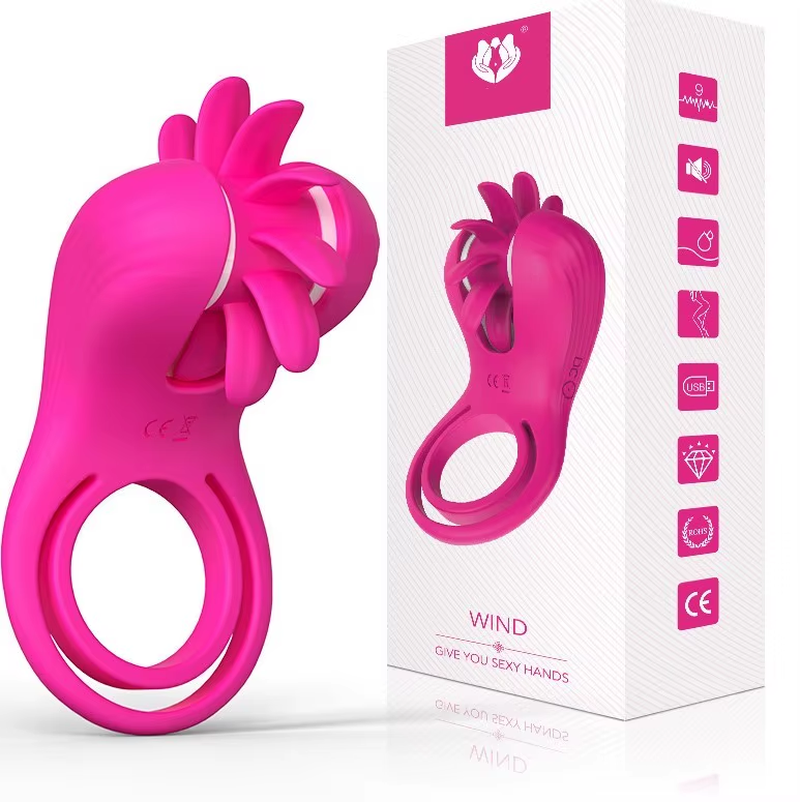 Rotating Vibration Magic Tongue Lock Ring for Couples Sexual Pleasure Clitoral Stimulation