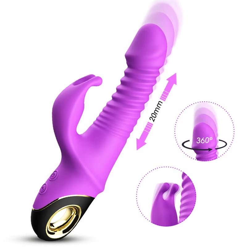 360 Rotating Double Thrusting Dildo 9 Speed Anus Clitoris Simulation Prostate Massage Adult Sex Toy G Spot Rabbit Dildo Vibrator