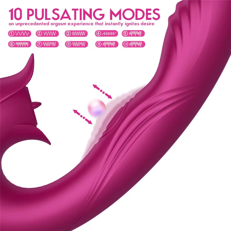Oral Sucking and Slaping Clitoral Stimulation G Spot Female Masturbation Dildo Adult Sex Toy Licking Vibrating Tongue 