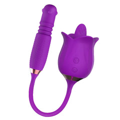 New Rose Vibrator with Tongue Licking and Bead Rotating Thrusting Dildo Masturbator for Female Vibrating Vaginas G-Spot Massage