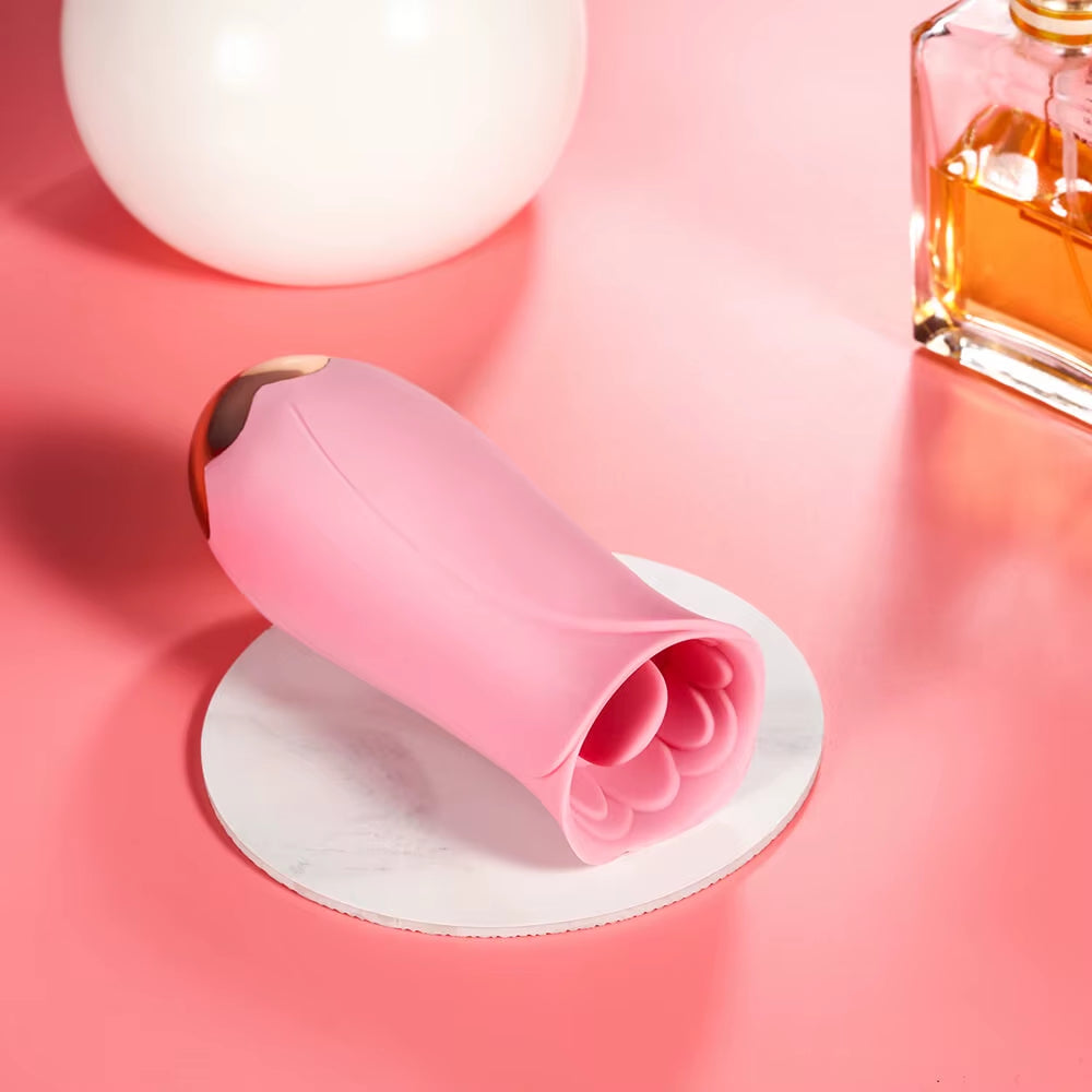 Women Massage Private Silicone Clitoral Tongue Pink Flower Vibrator 