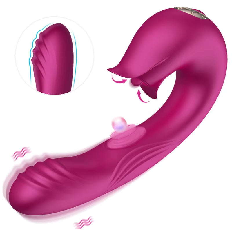 Oral Sucking and Slaping Clitoral Stimulation G Spot Female Masturbation Dildo Adult Sex Toy Licking Vibrating Tongue 