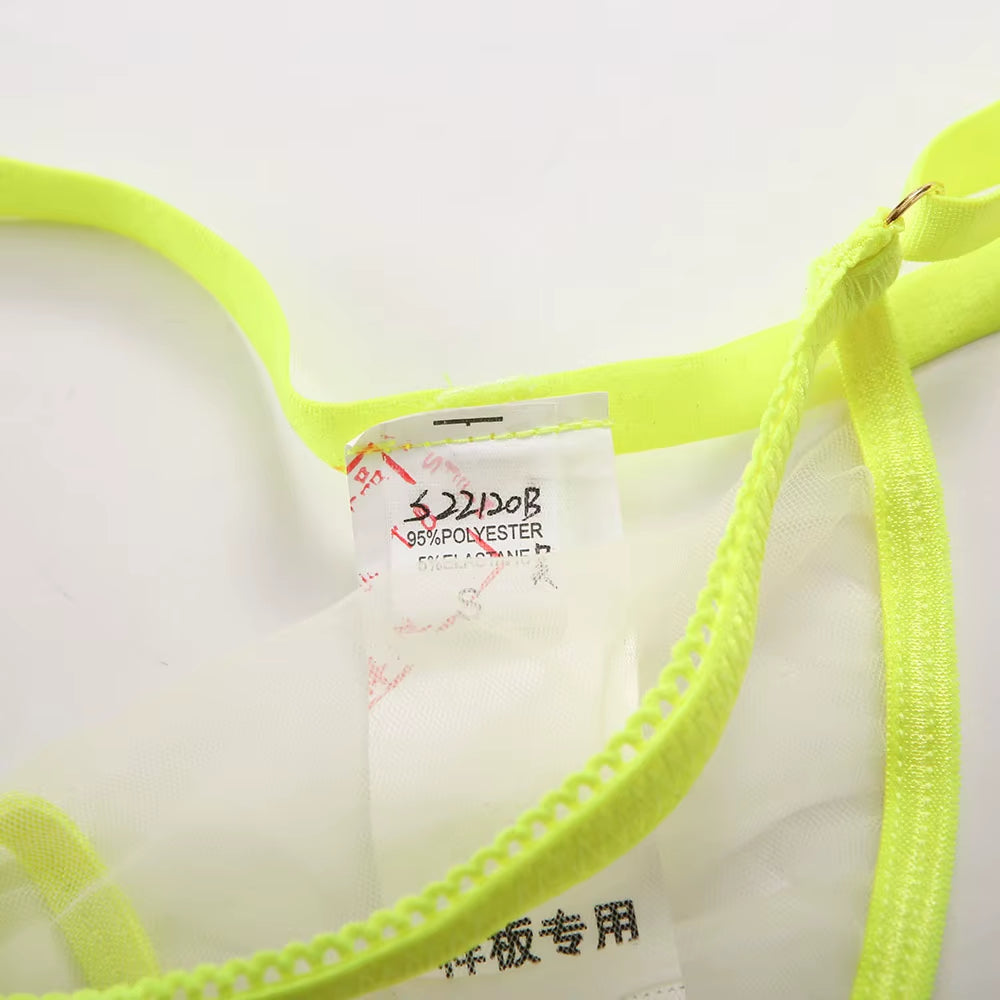 Custom Women's Sheer Mesh Lace Lingerie Set - 4-Pack Neon Underwire Garter Sets