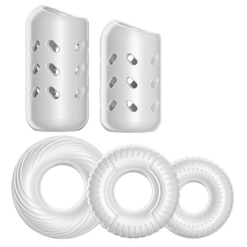 Soft Silicone Reusable Breathable Cock Ring Set Lock Sperm Foreskin Correction Resistance Ring