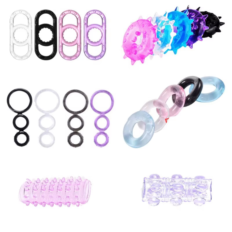 Colorful Soft Elastic Delay Ejaculation Stay Long Hard Adult Sex Penis Ring Toy Men Pleasure Cock Ring