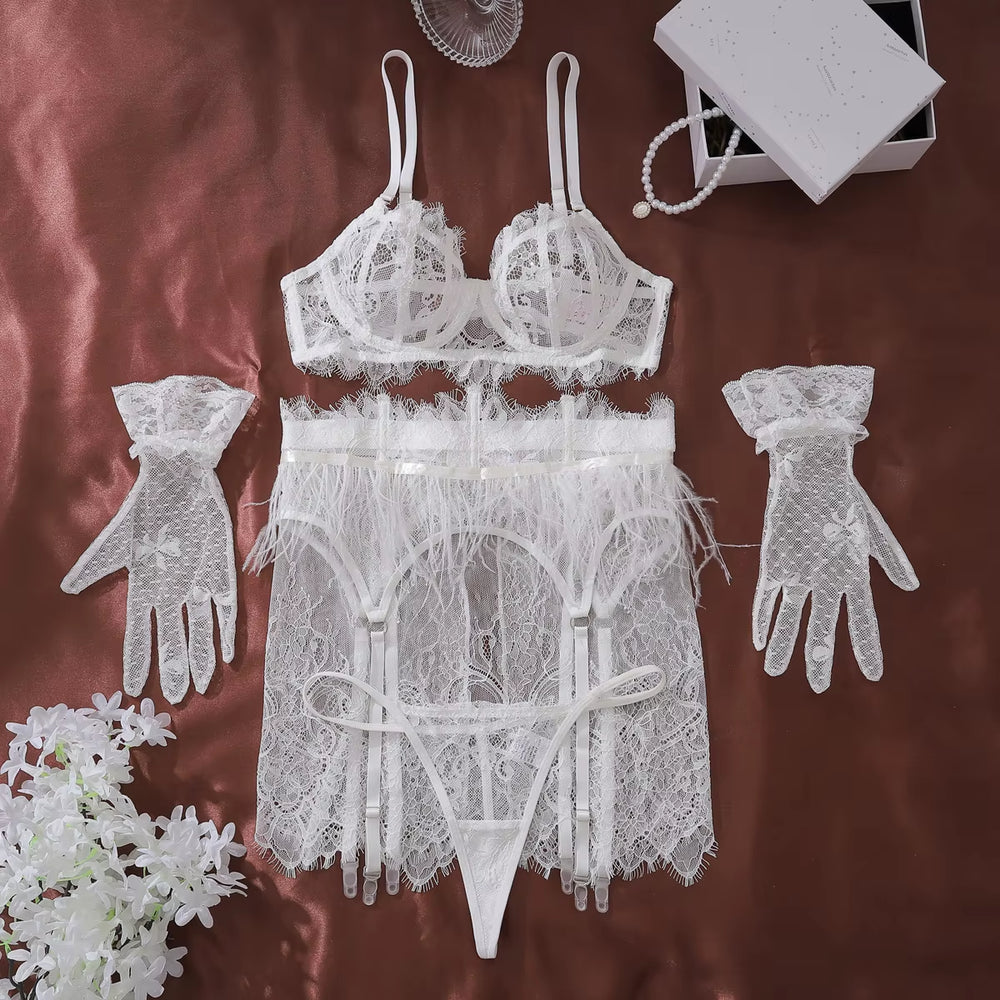 2025 Premium European-American Women's Lingerie Set with Intricate Lace and Embroidery Details