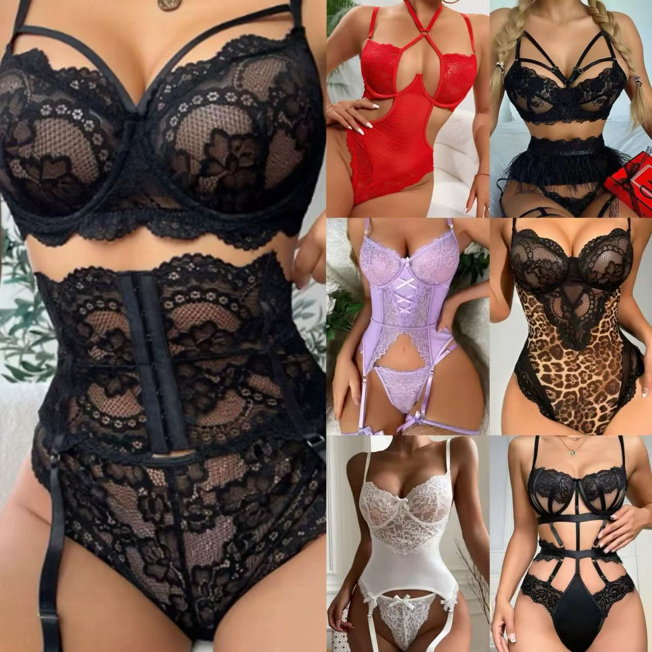 Wholesale 2 Pieces Lingerie Set Lace Sexy Erotic Vendors Underwear Panties Women Sexy Lingerie Sexy Femme Stock Clothing
