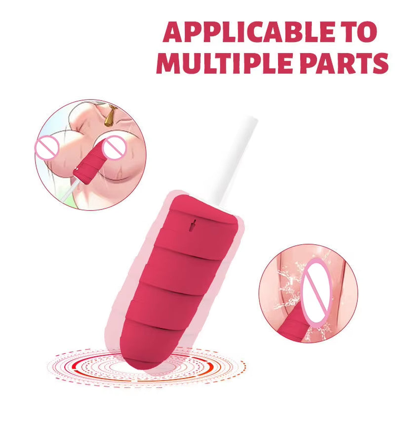 Thread round Head Rotating 10 Vibration Flirting Massage G Spot Mini Wand Vibrator Ice Cream Sex Adult Toys Female Masturbator
