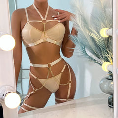 Elegant 3-Piece Women's Lingerie Set for Nighttime Elegance and Dance Parties